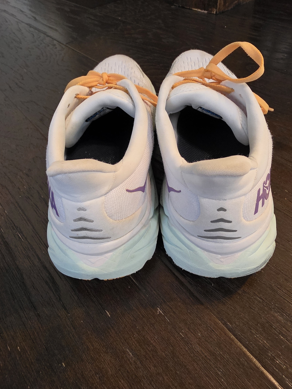 Hoka Athletic Running Shoes in White & Orange - Picture 4 of 8